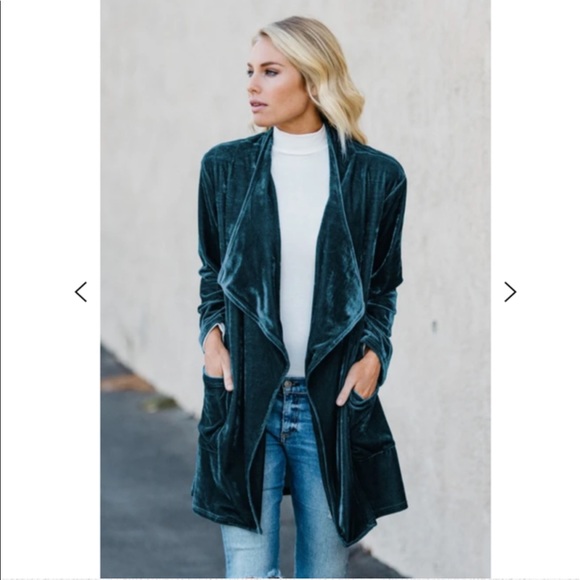 Amaryllis Sweaters - New Amaryllis Velvet Drape Open Front Cardigan